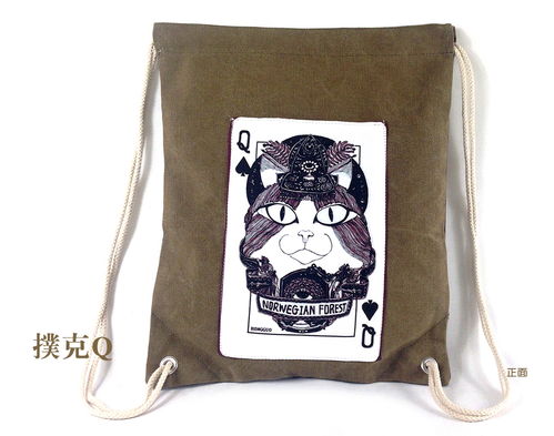 韩版文艺棉麻手提包 原创手绘猫咪团双肩背包的创意之旅